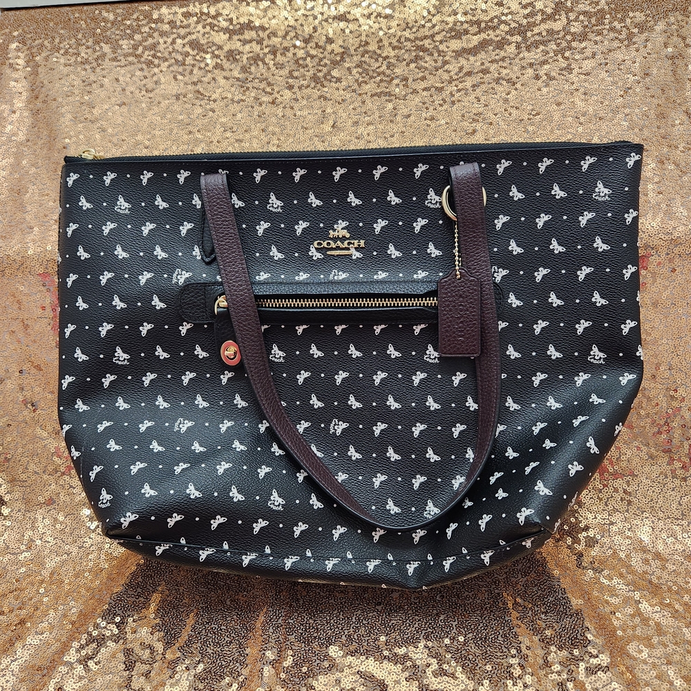 Coach Black Butterfly Pattern Tote Bag